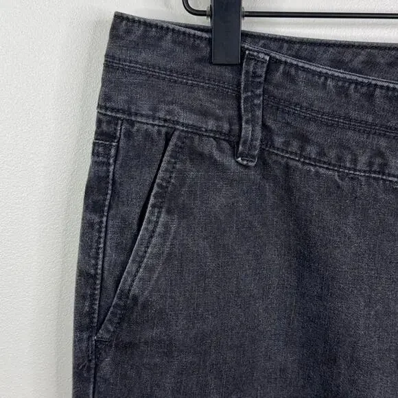 LOFT Marisa Mid-Rise Flare Jeans Dark Gray Double Button Stretch Denim Size 8 - Picture 4 of 8